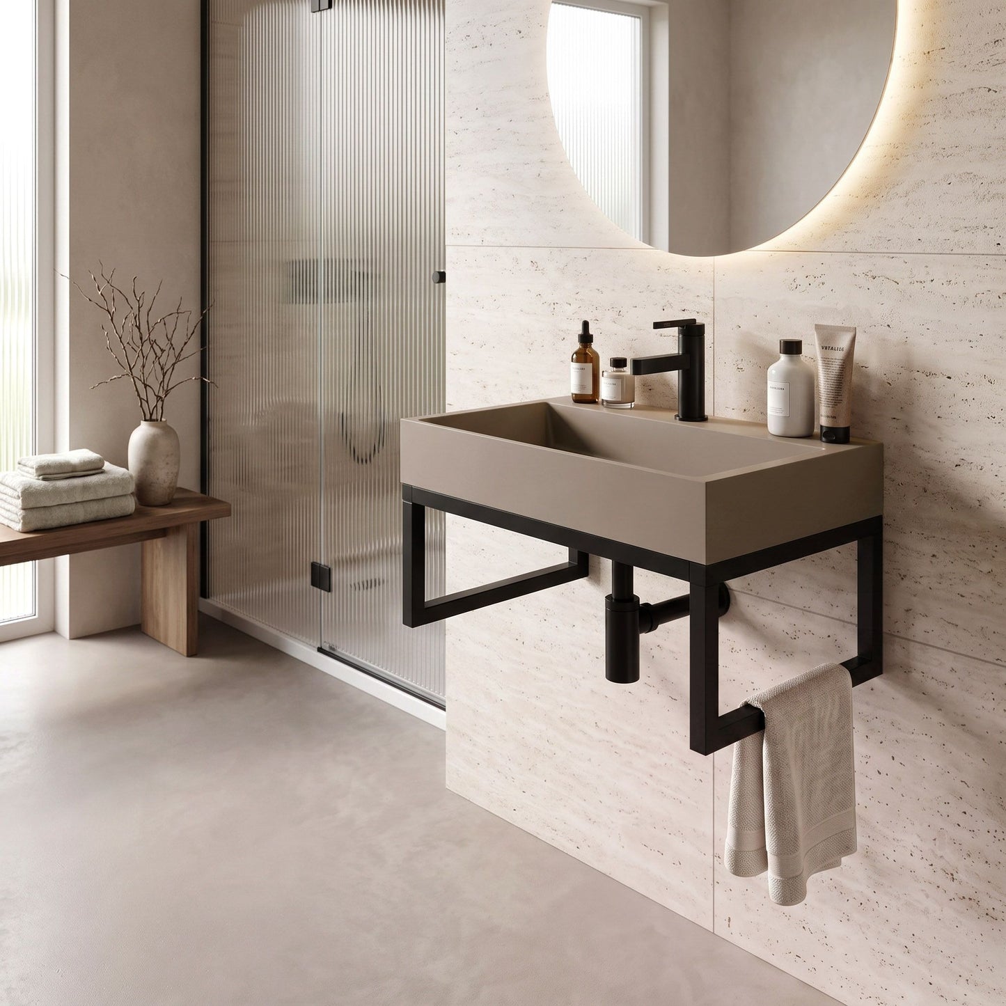 Lavoar Din Compozit Rea GOYA TAUPE 50CM + Cadru 5