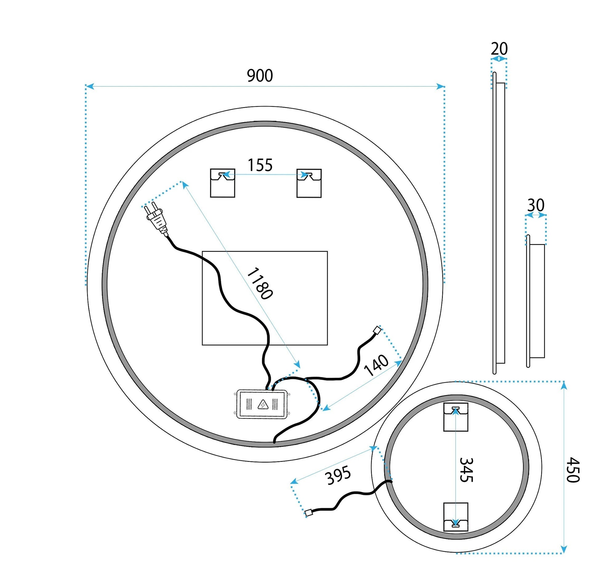 Oglindă LED R-9045 90cm + 45cm  12
