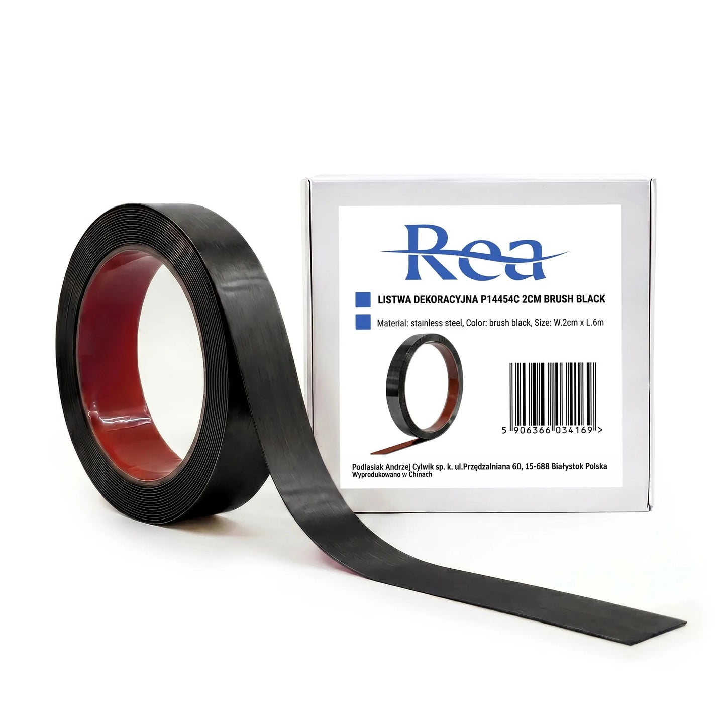 Bandă Decorativă Autoadezivă Rea P14454C 2cm Brush Black 12