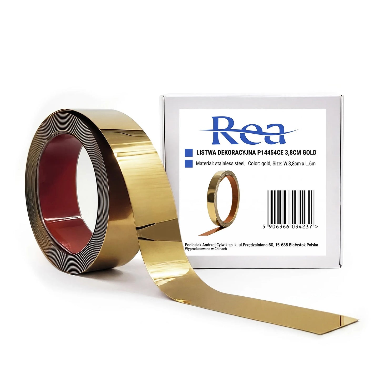 Bandă Decorativă Autoadezivă Rea P14454CA 3,8cm Gold 12