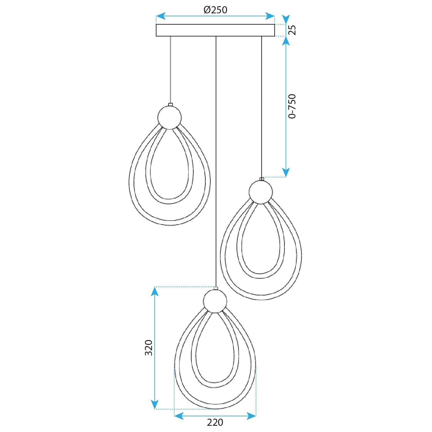 Lampa Led G022-3cpr Black  9