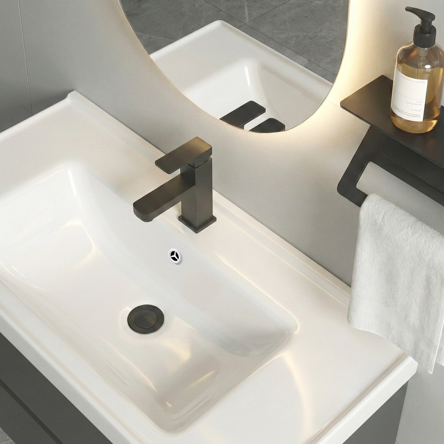 Set mobilier de baie cu lavoar Toledo 60cm Grey  4