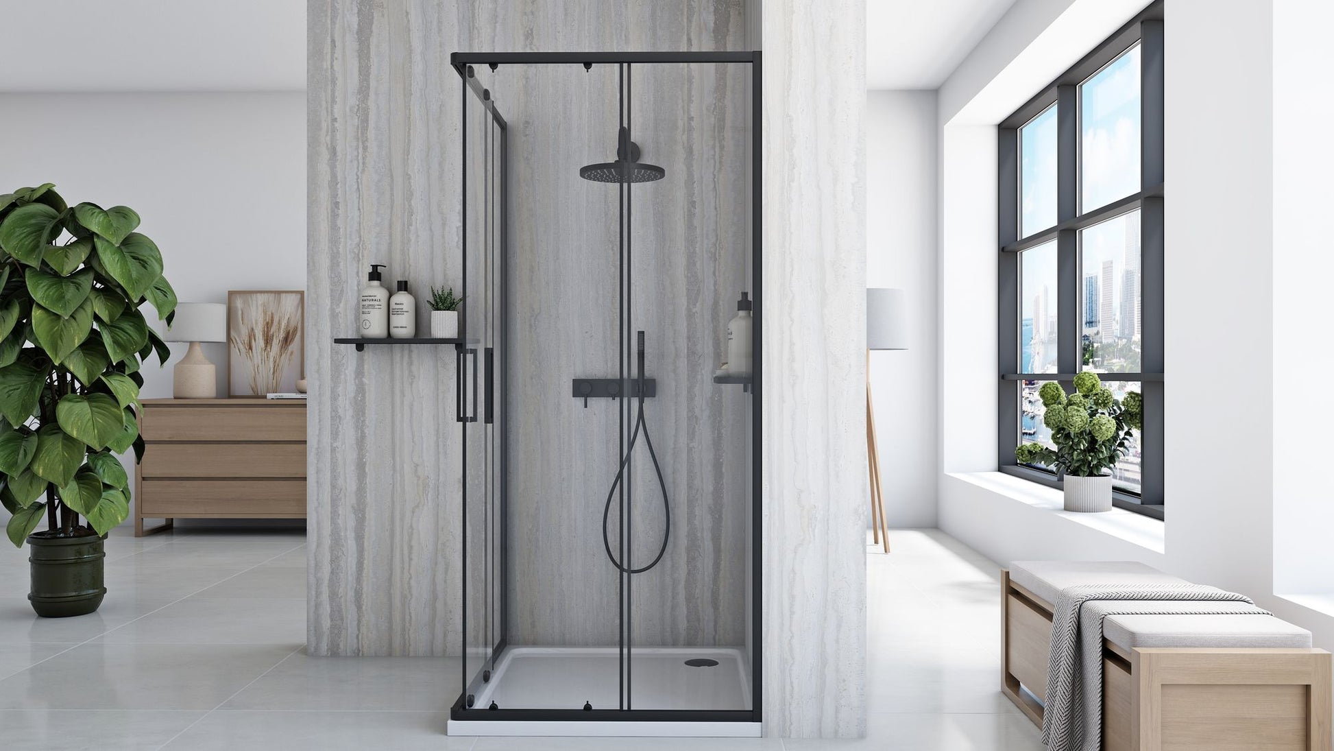 Cabina de dus Rea City 80x80 cm Black fara cadita 5