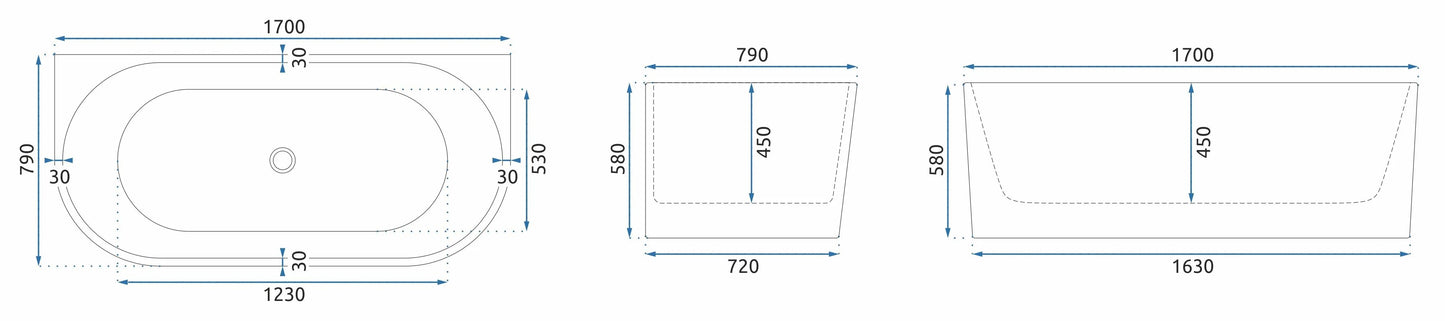 Cada Din Acril Freestanding VENETA 170cm Capac Dop Negru 13