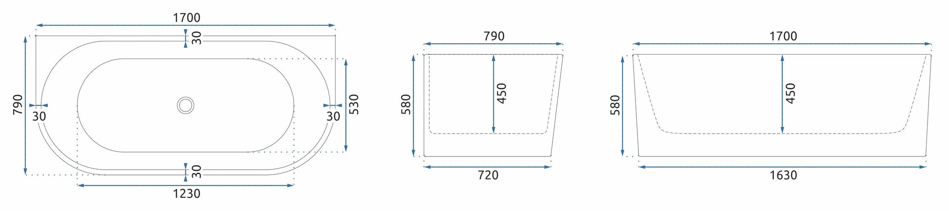 Cada Din Acril Freestanding VENETA 170cm Capac Dop Negru 13