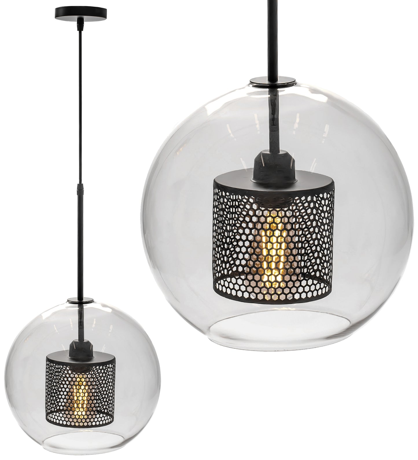 Lampă Suspendată Din Sticlă Loft Neagra APP557-1CP 20cm  1
