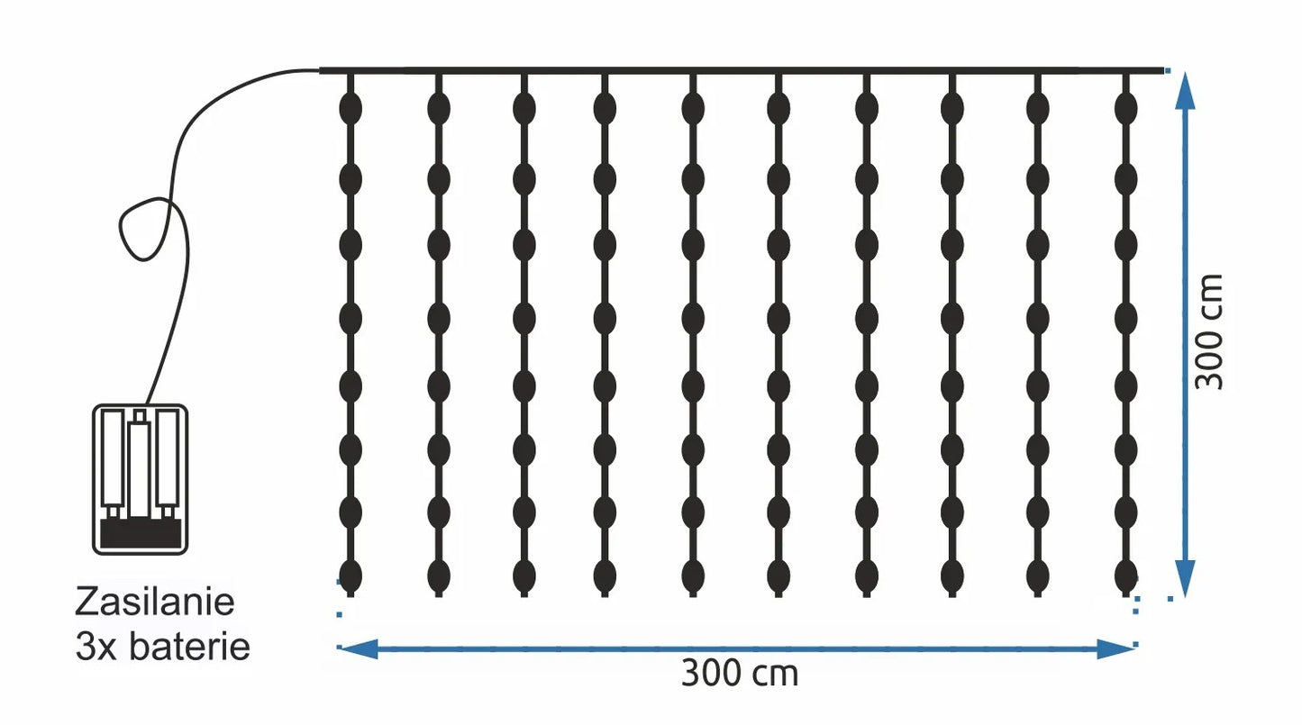 Cortina LED 300 Diode 3x3m Culoarea Rece 14