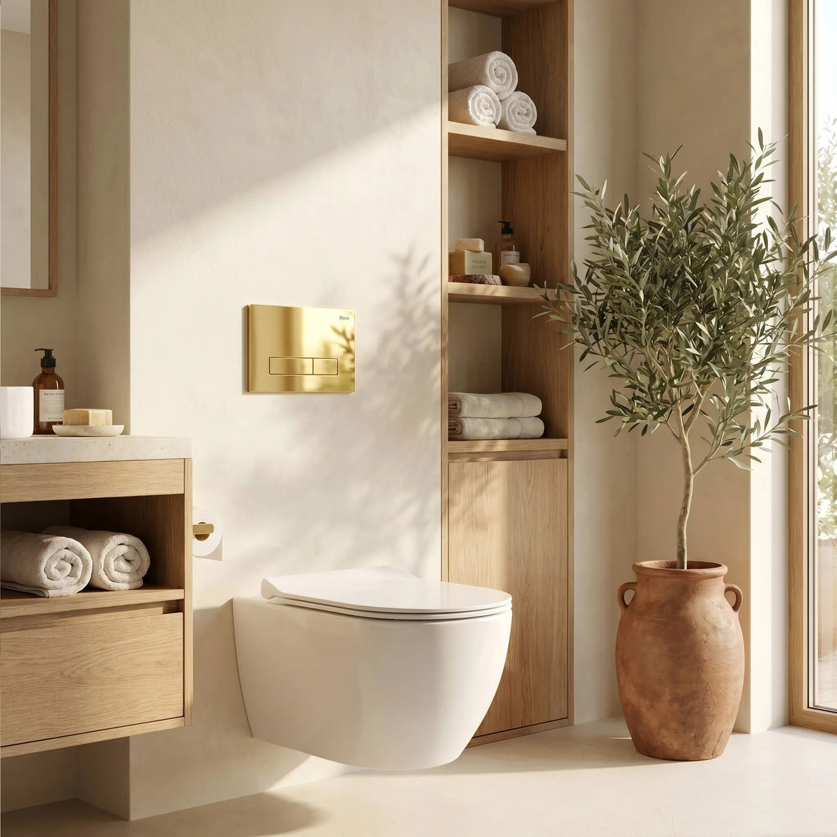 Set Cadru Îngropat Slim 024N Pentru WC Cu Buton HD Gold 14