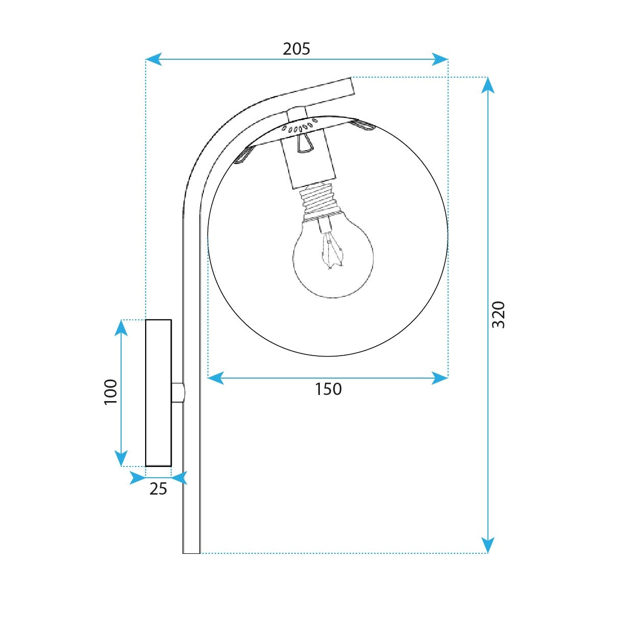 Lampa De Perete G103-1w Black  6