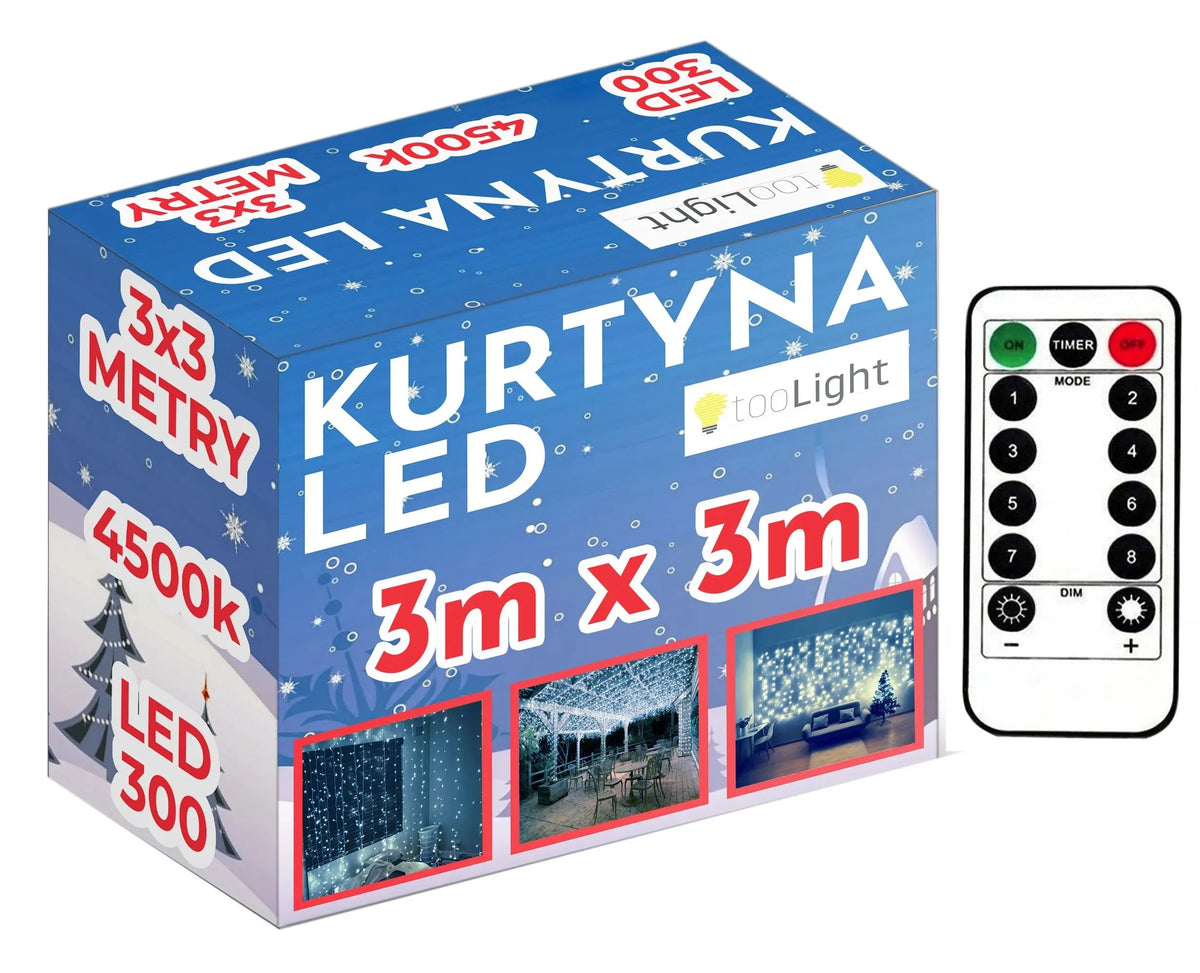 Cortina LED 300 Diode 3x3m Culoarea Rece 15