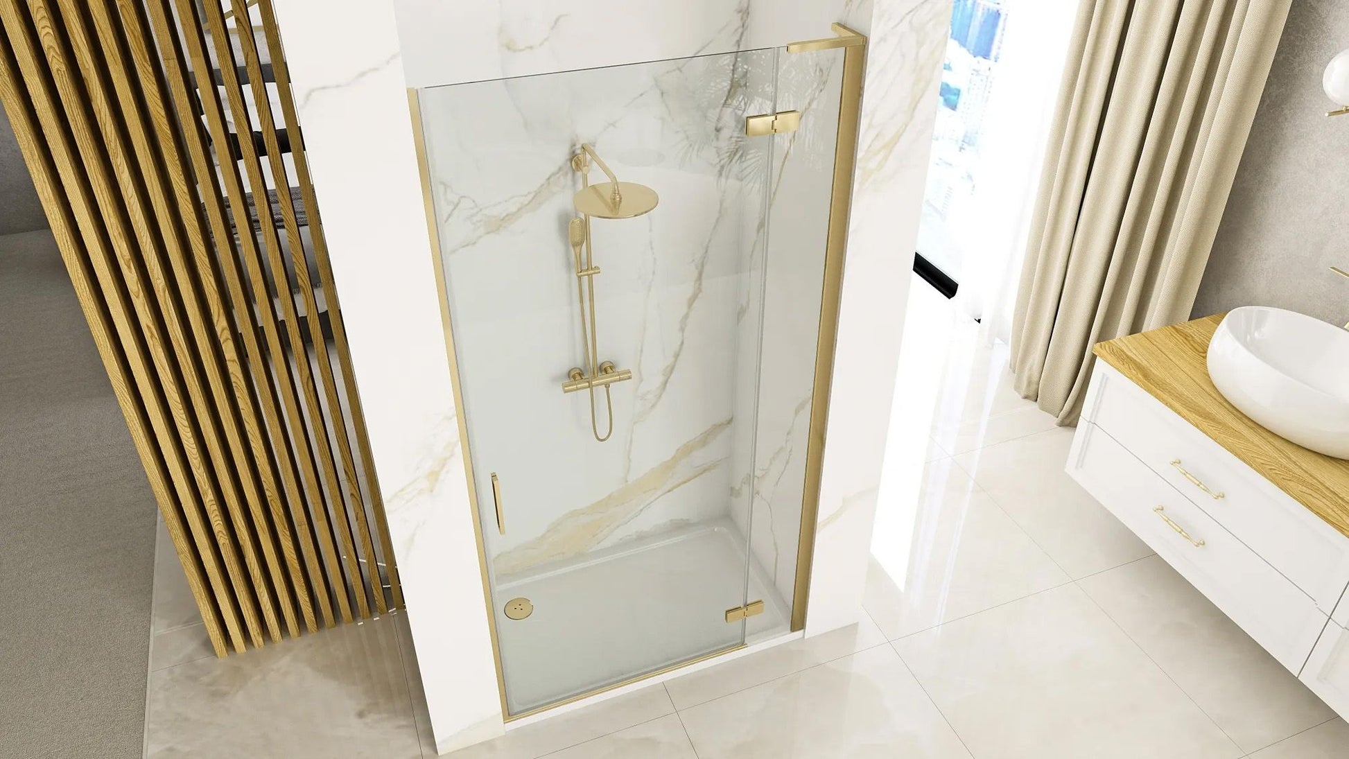 Ușă de duș Rea Hugo 100 Gold Brush + profil  5