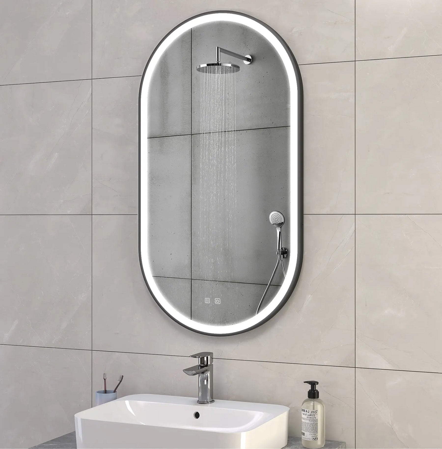 Oglindă LED OVL 50x100cm Black  8