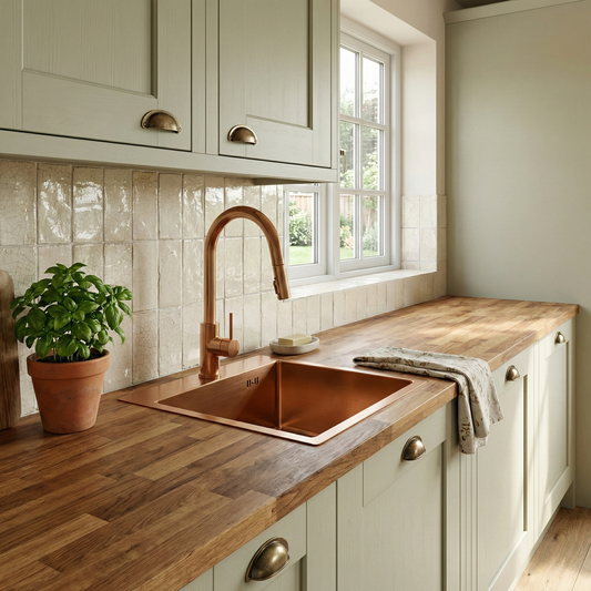 Chiuvetă inox Leo 40 BRUSH COPPER fără robinet de bucătărie 1