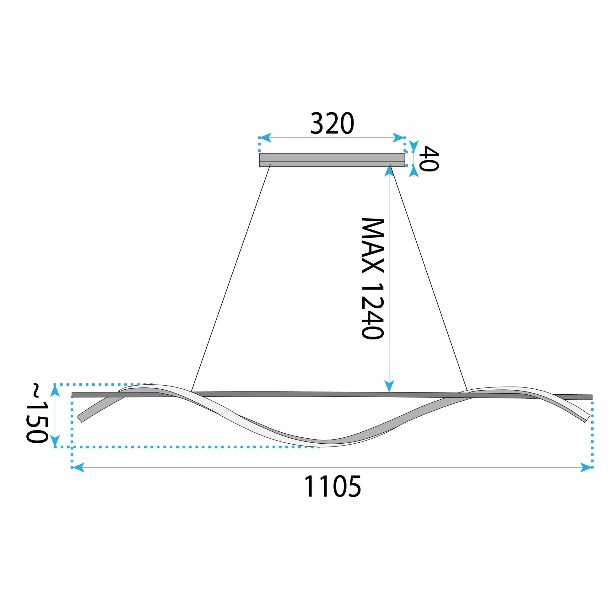 Lampă suspendată LHJ019-CP 120 cm NEAGRĂ  18