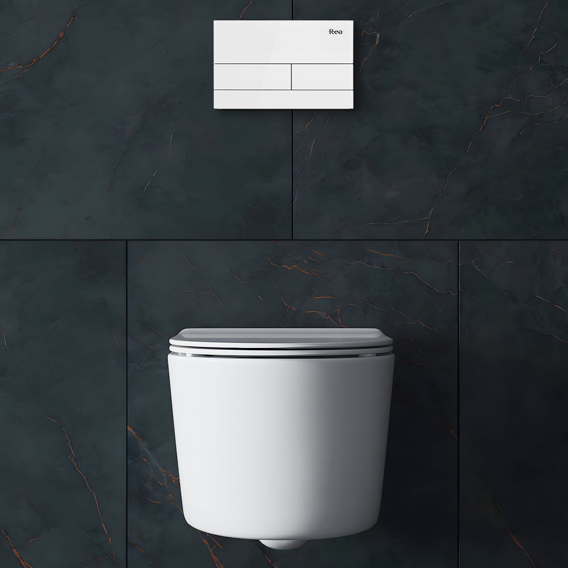 Cadru Wc Încastrat K011a-q Rea Cu Buton T White Glass  2