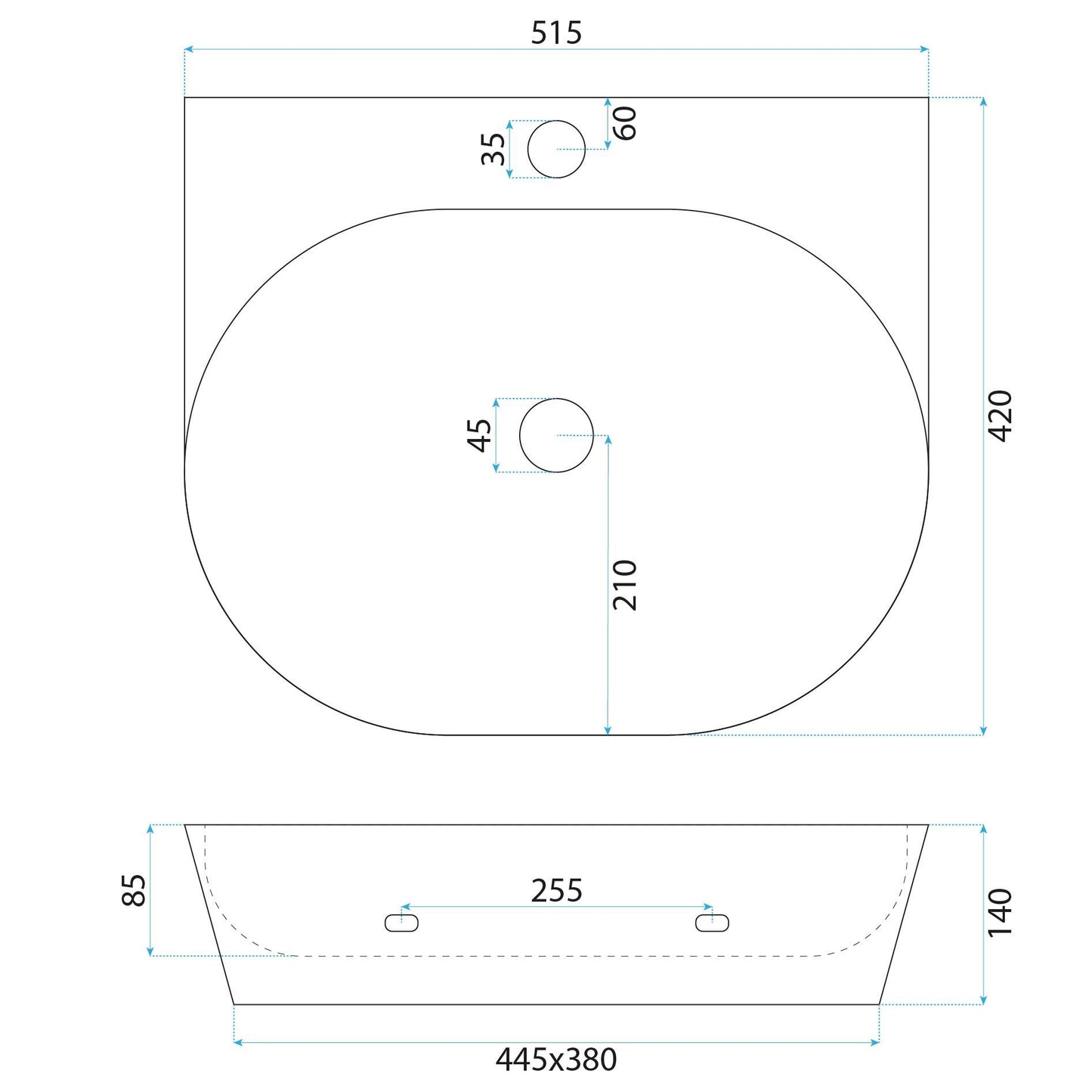 Lavoar Ceramic Pentru Blat Rea Kim 52  6