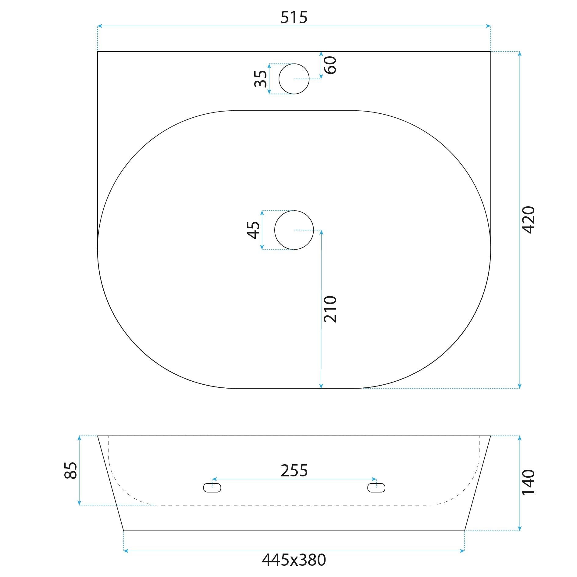 Lavoar Ceramic Pentru Blat Rea Kim 52  6