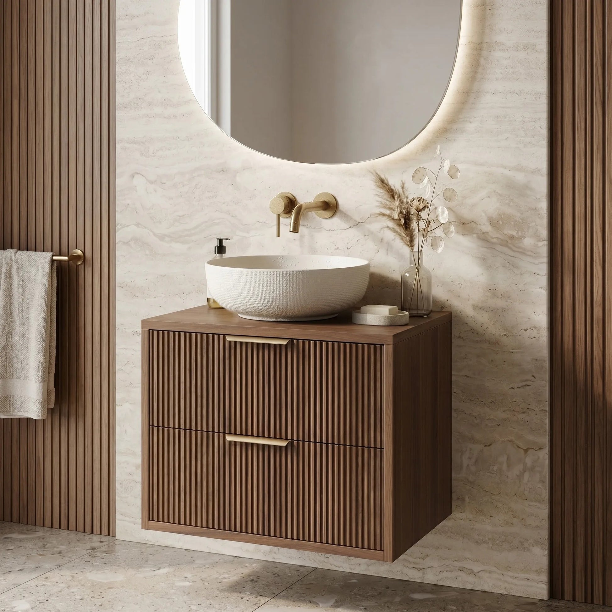 Dulap baie pentru lavoar Rea Mono 60cm Brown  1
