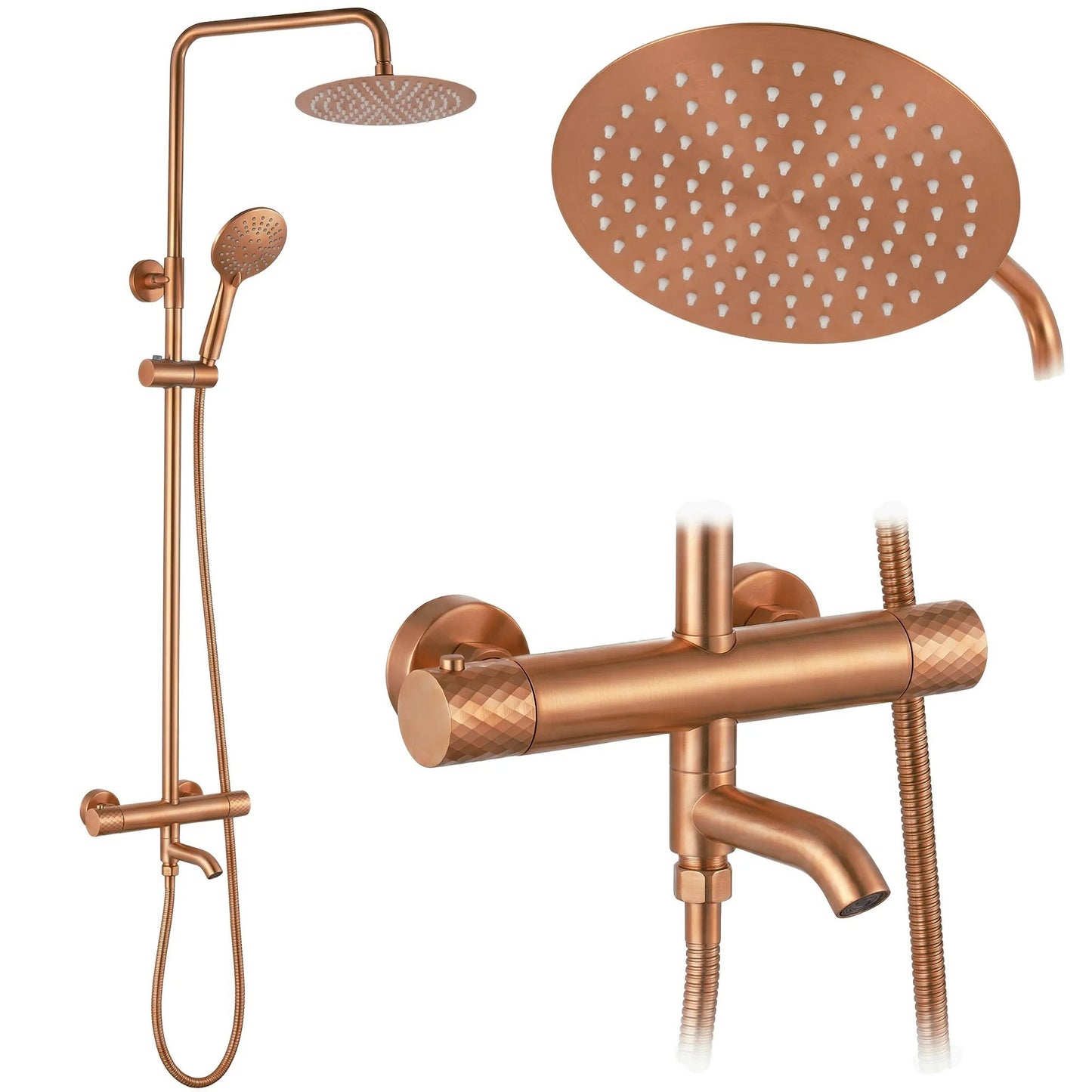 Coloana de dus cu termostat Lungo Diamond Copper Brush  1