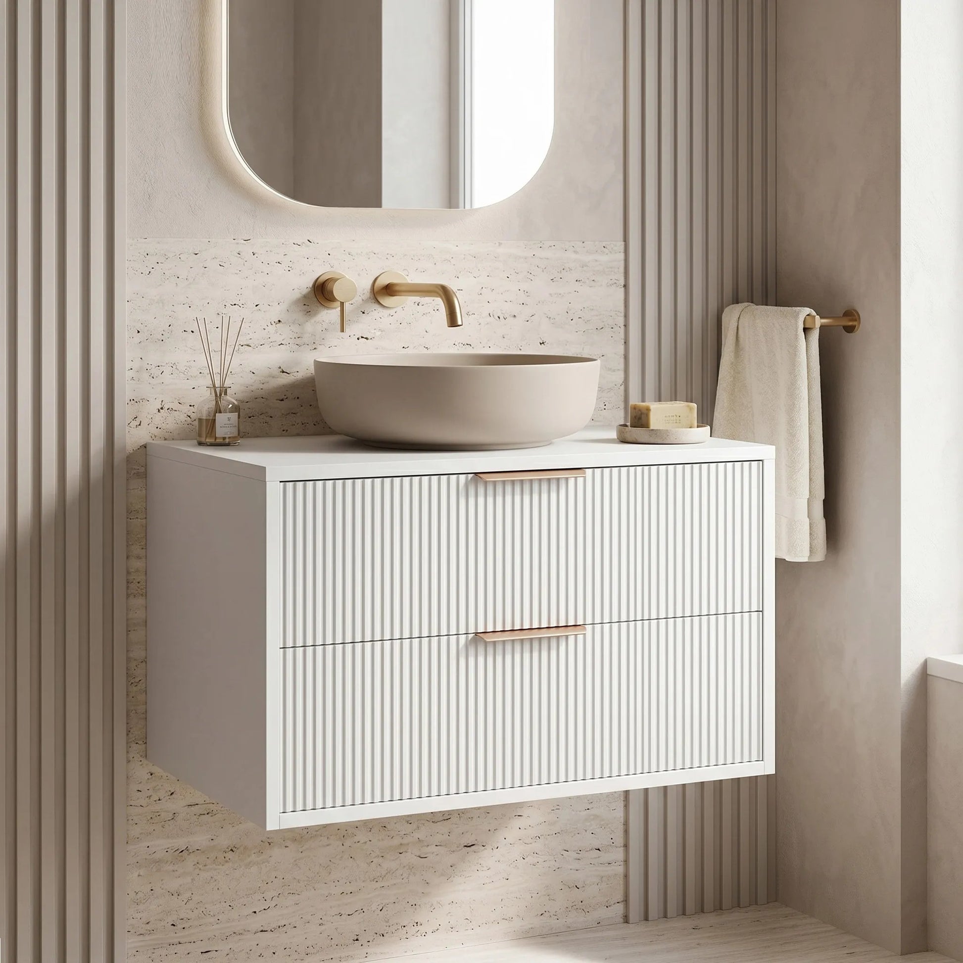 Dulap baie pentru lavoar Rea Mono 80cm White  1