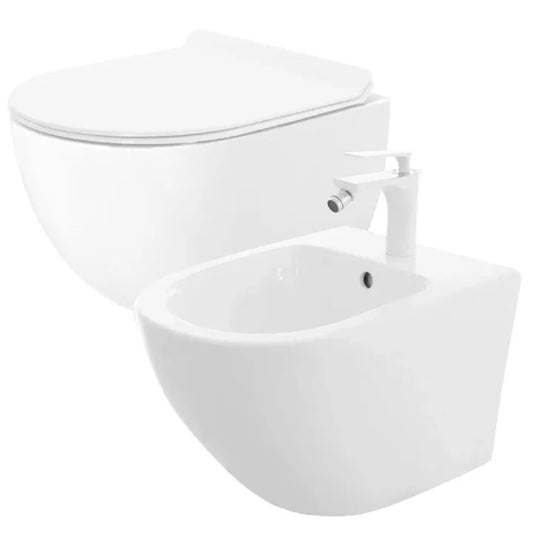 Set vas WC + Bideu CARTER alb suspendabil  1