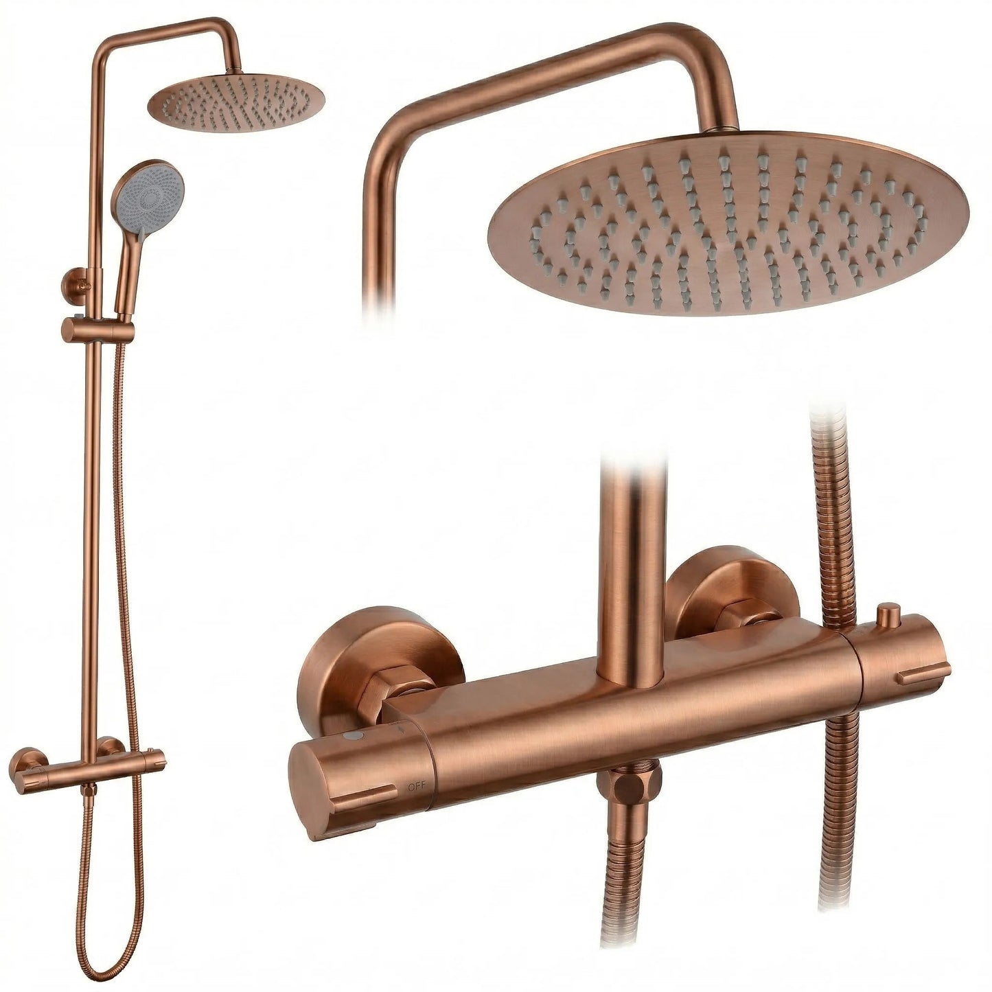 Set de duș fără pipă cu termostat Rea Lungo Copper Brush  1