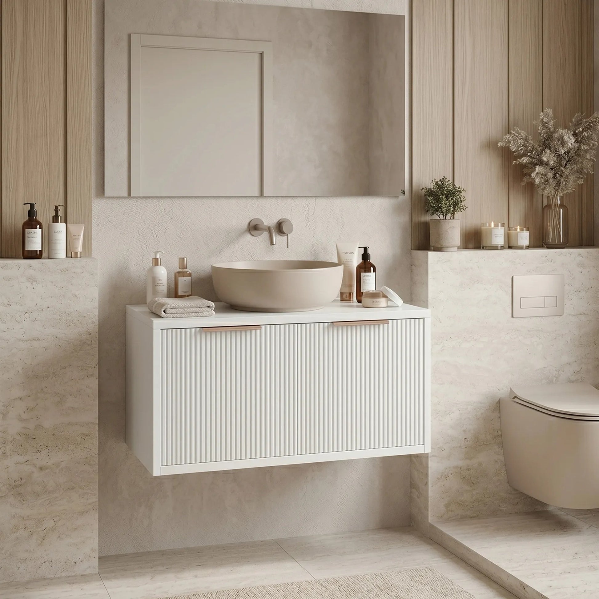 Dulap baie pentru lavoar Rea Core 80cm White  1