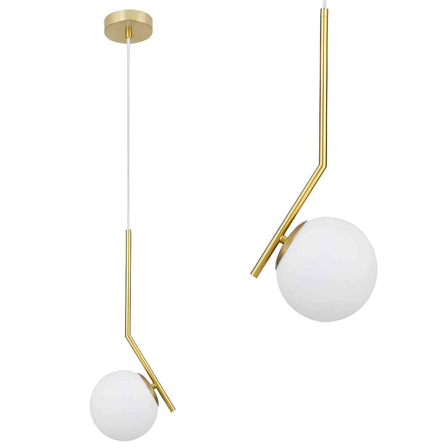 Lampă de tavan suspendata din sticlă aurie alba G106-1W Gold White  1