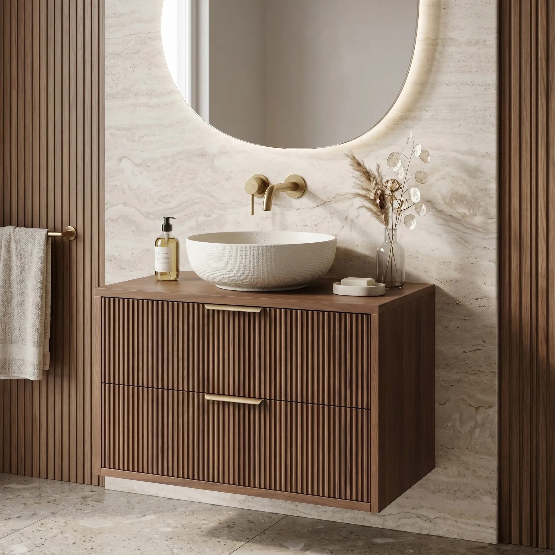 Dulap baie pentru lavoar Rea Mono 80cm Brown  1
