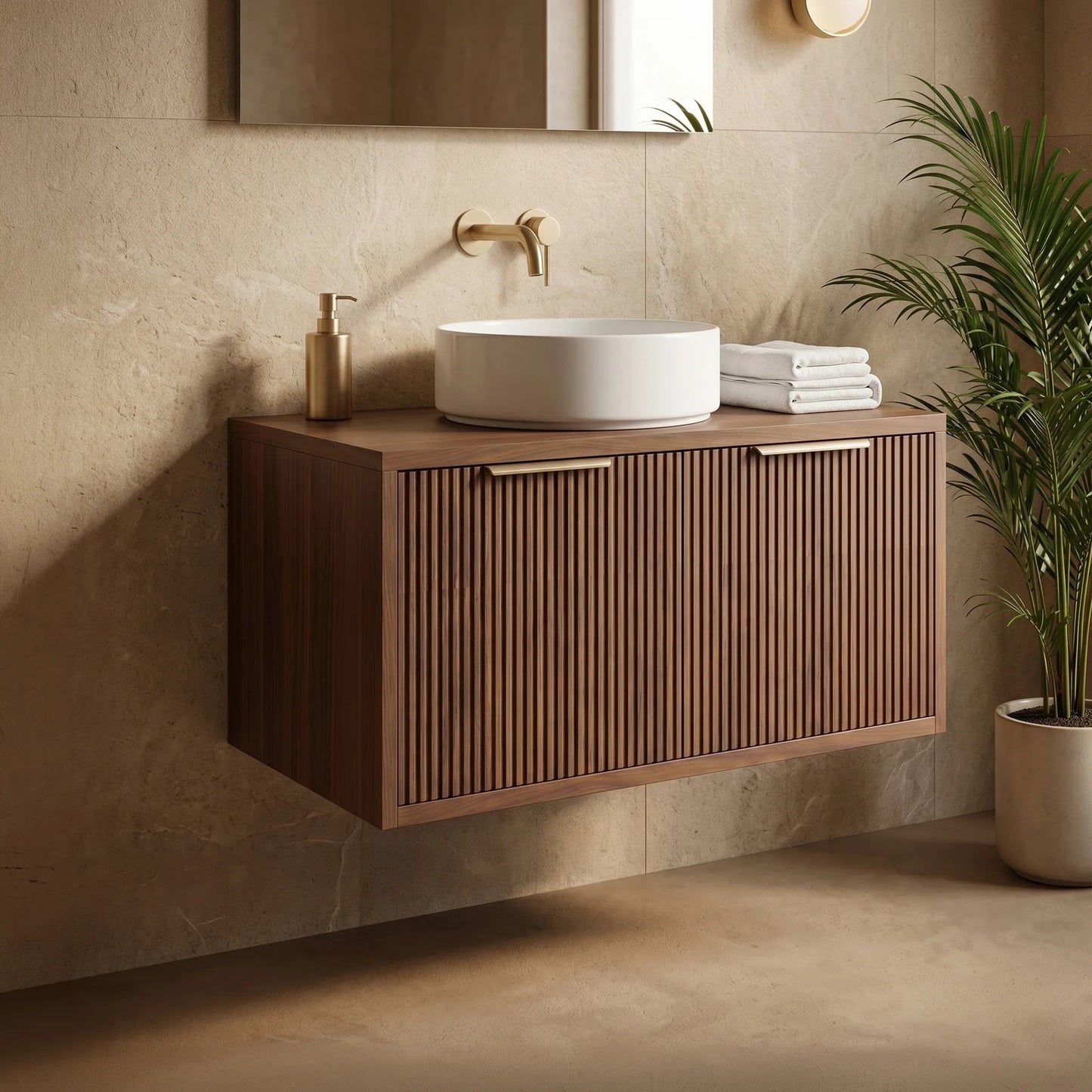 Dulap baie pentru lavoar Rea Core 80cm Brown  1