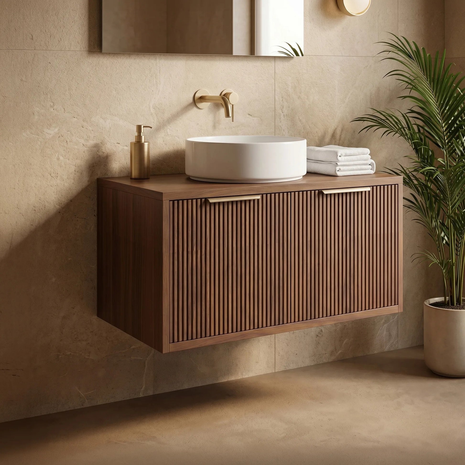 Dulap baie pentru lavoar Rea Core 80cm Brown  1