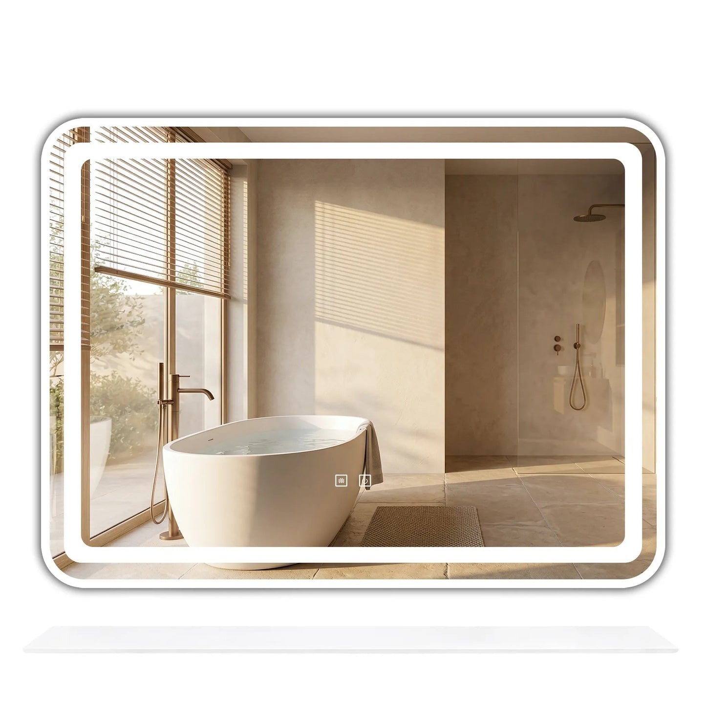 Oglindă de perete LED cu raft 80x60 cm L-8060  1