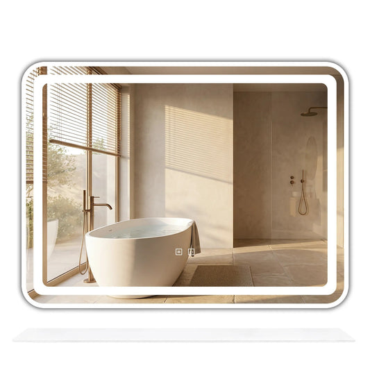 Oglindă de perete LED cu raft 80x60 cm L-8060  1