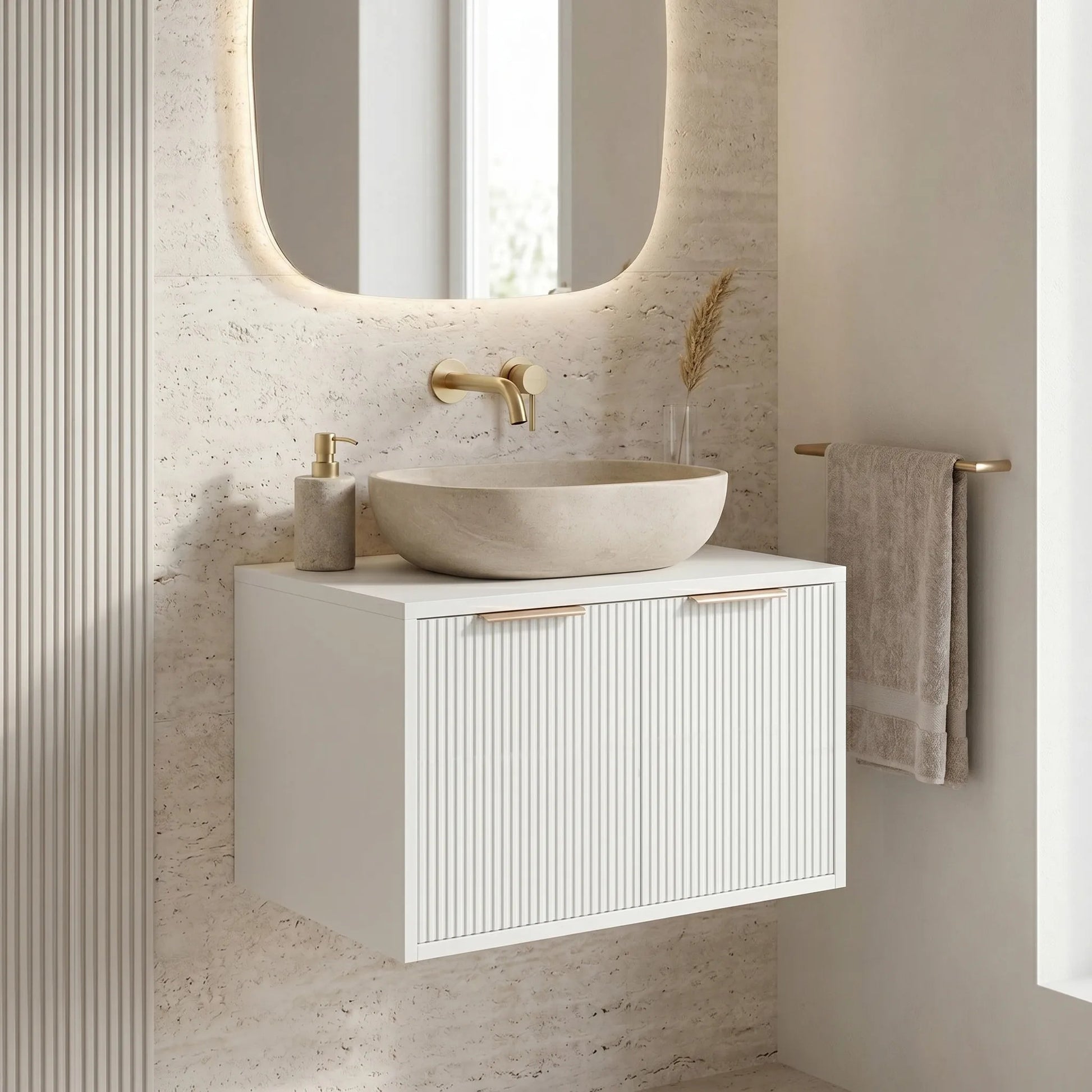 Dulap baie pentru lavoar Rea Core 60cm White  1
