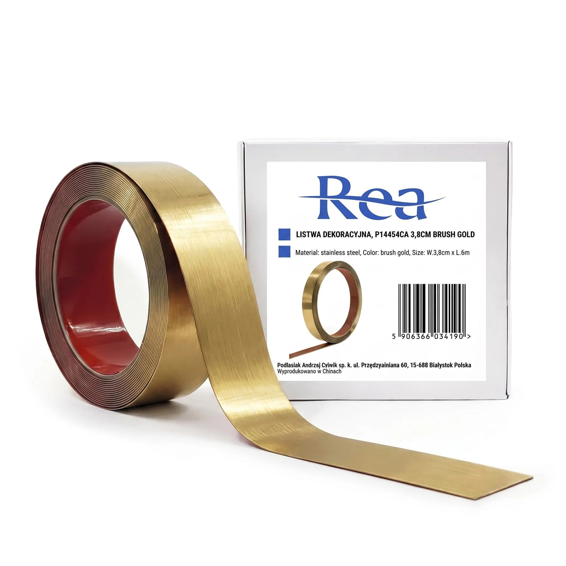 Bandă Decorativă Autoadezivă Rea P14454CA 3,8cm Brush Gold 1