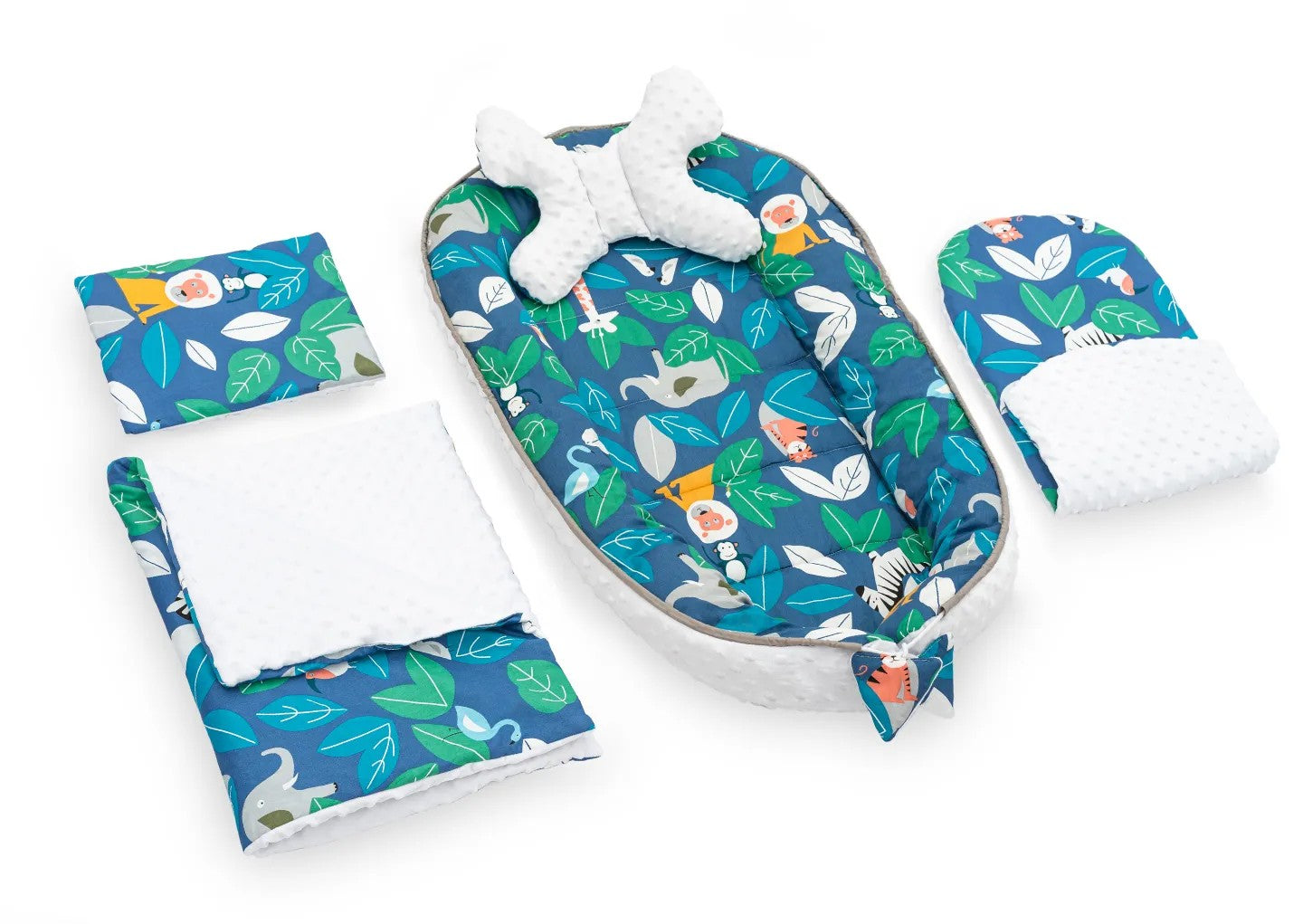 Paturica Pentru Carucior, Saltea, Perna, Patura 5in1 Jungle Blue 1