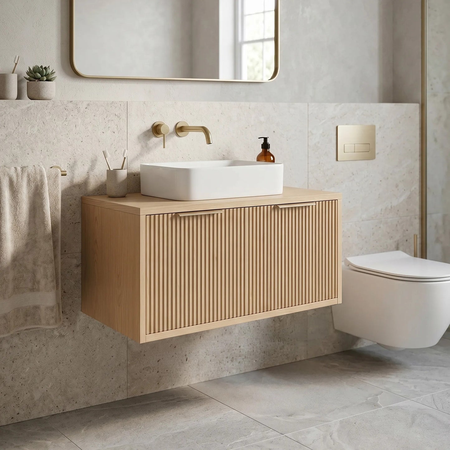 Dulap Baie Pentru Lavoar Rea Core 80cm Beige 1