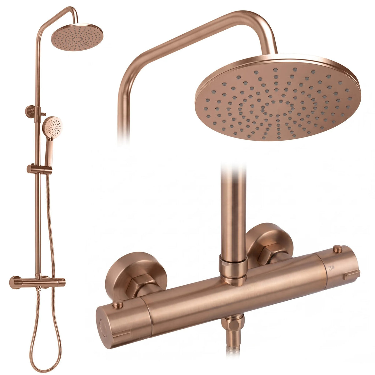Set Dus Cu Termostat Rea Parot Light Brush Copper 1