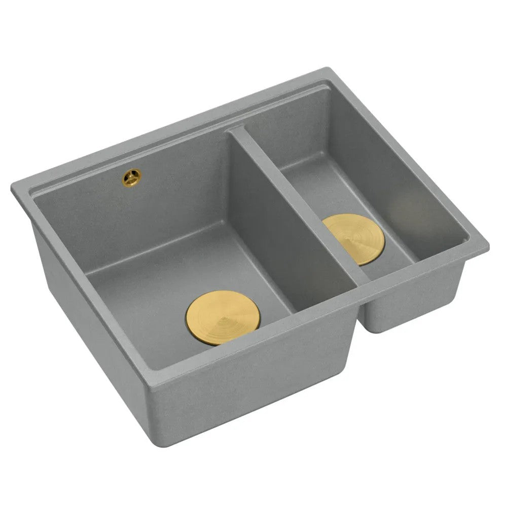 Chiuveta Din Granit Logan 150 Grey Metallic Dop Nichel Periat 1