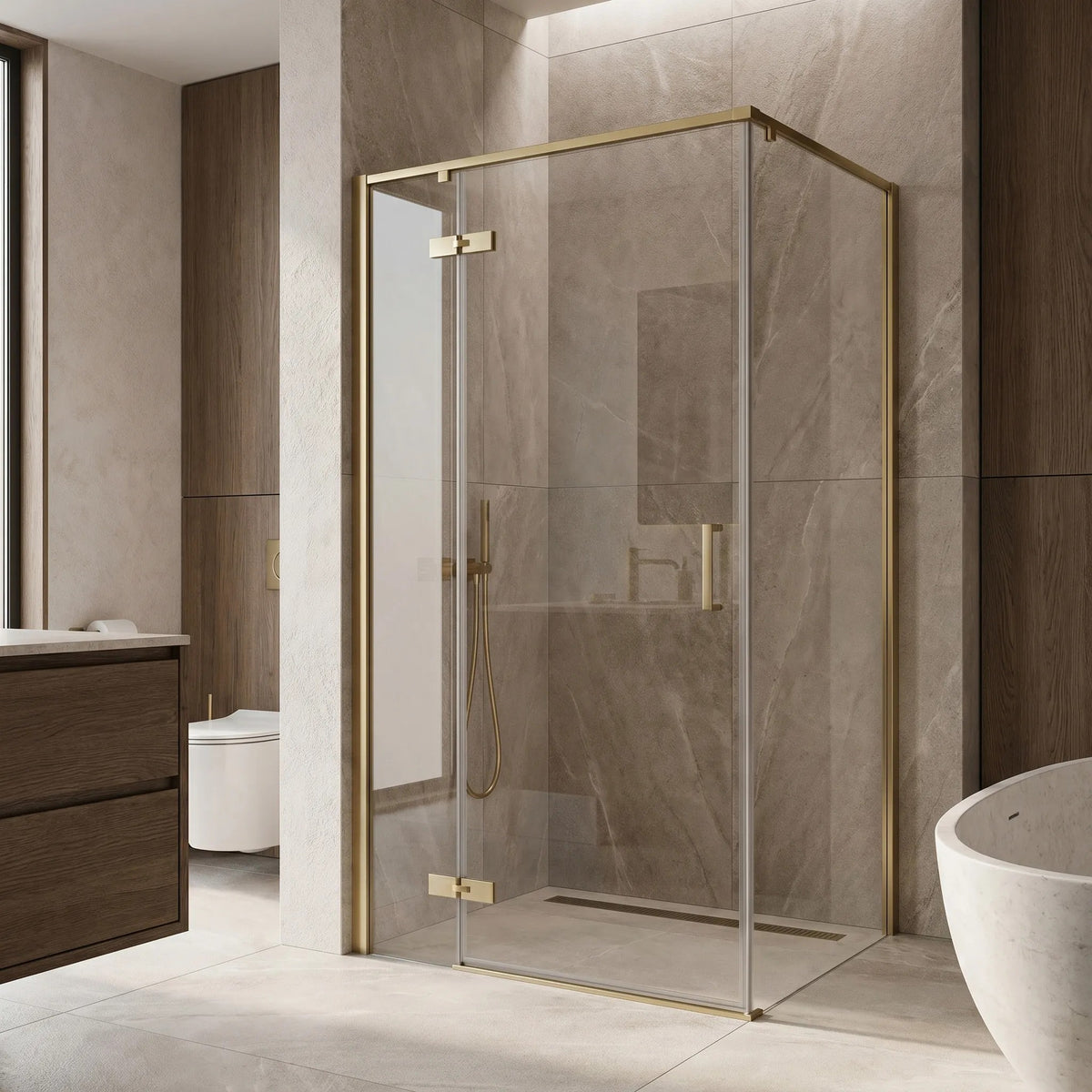 Cabina De Dus Rea Bruno 100x80 Brush Gold 1