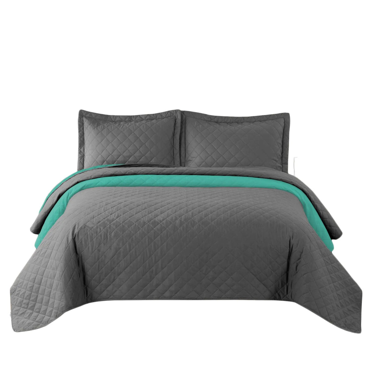 Cuvertura Cu Doua Fete Matlasata Inez Gri Inchis-Menta 220x240 1