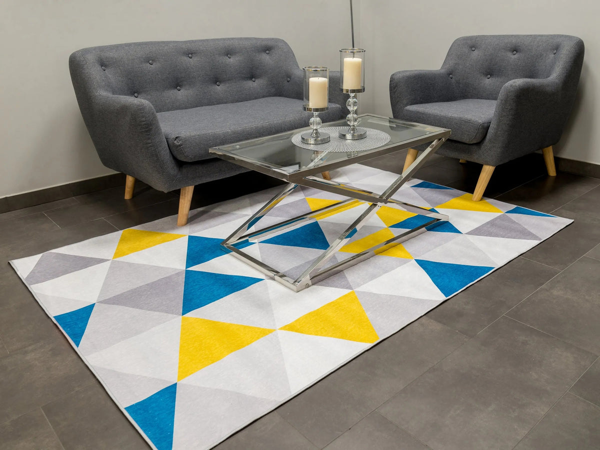 COVOR Modern Geometric Blue Yellow 140 X 200 1