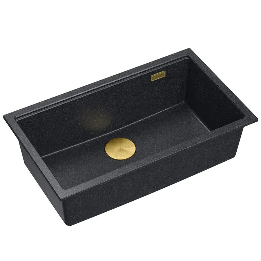 Chiuveta Din Granit Logan 110 Black Metallic Dop Auriu 1