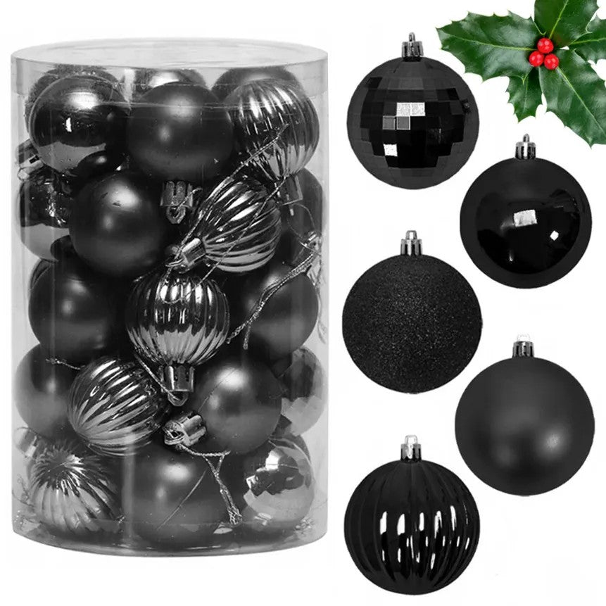 BOMBKI CHOINKOWE CZARNE 34 SZT SYSD1688-033 1