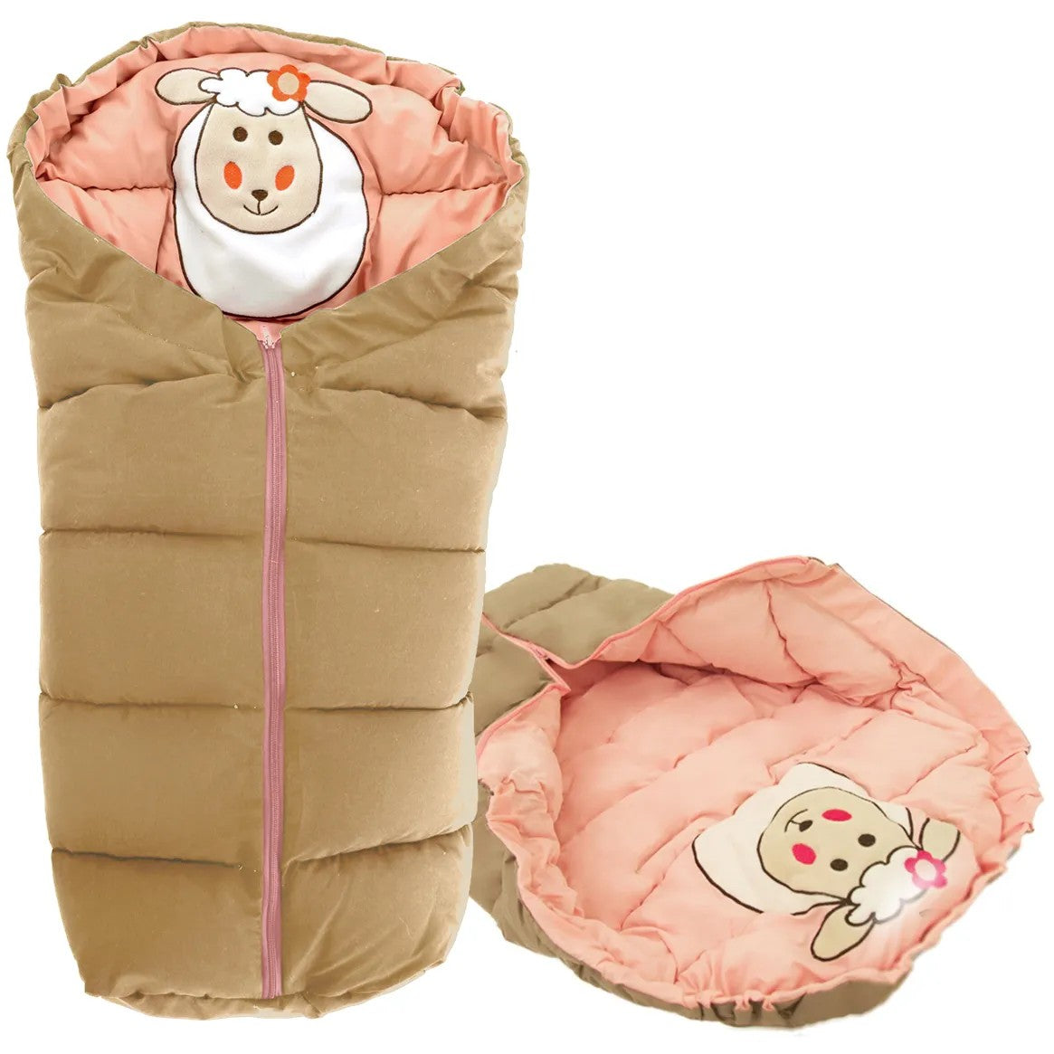 Sac De Dormit Pentru Copii 4in1 Sheep Beige-Pink 1