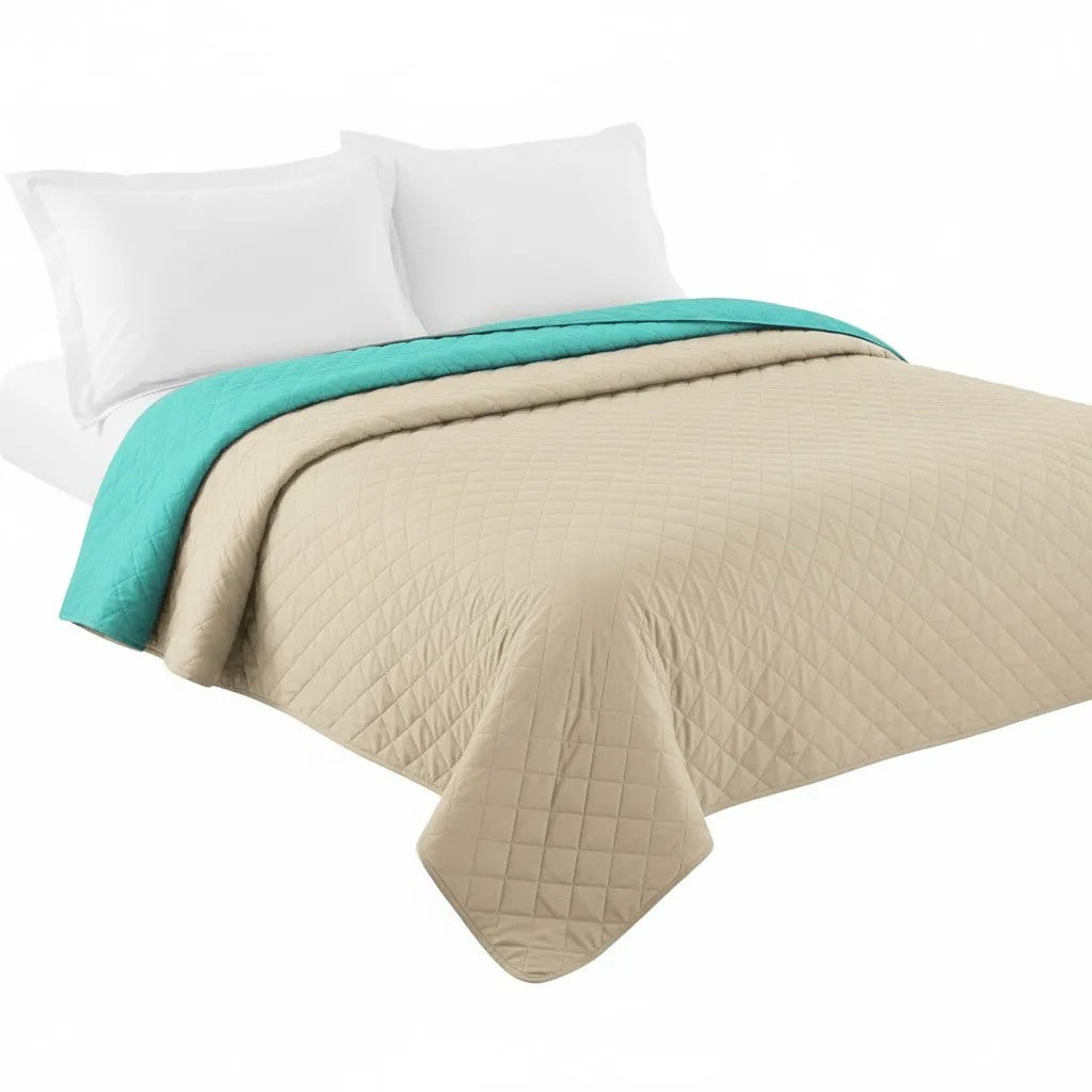 Cuvertura Cu Doua Fete Matlasata Inez Bej-Menta 220x240 1