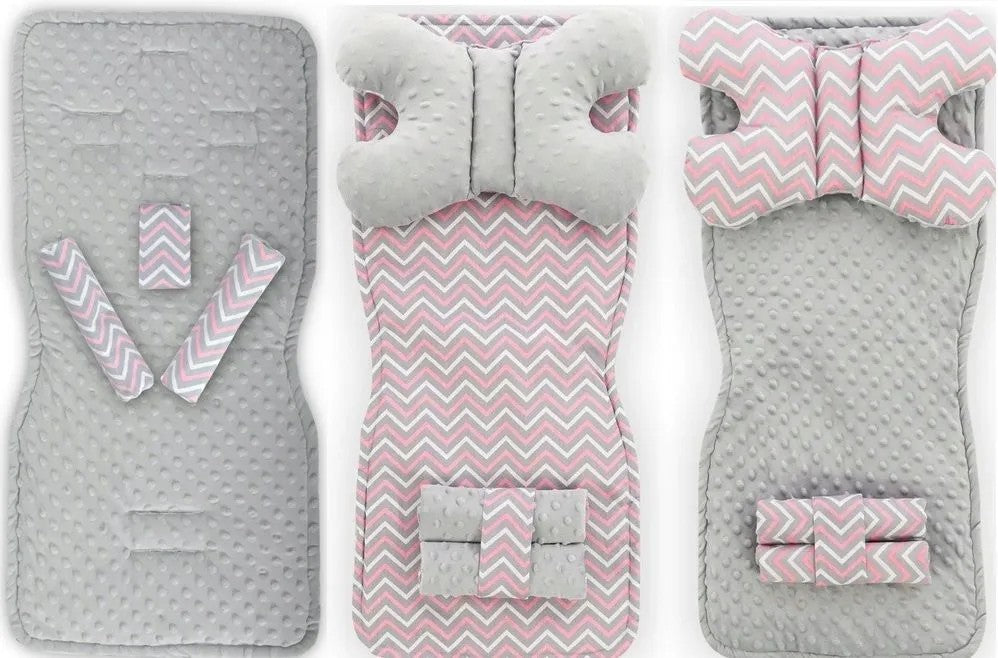 Set Pentru Carucior Cu Doua Fete 4in1 Pink/Grey ZigZag 1