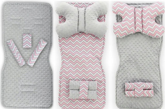Set Pentru Carucior Cu Doua Fete 4in1 Pink/Grey ZigZag 1