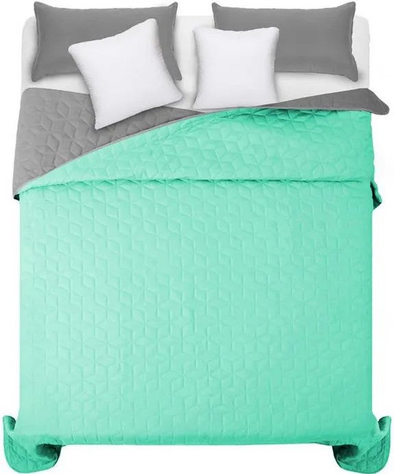Cuvertura Cu Doua Fete Matlasata Diamante Mint / L.Grey 200x220 1