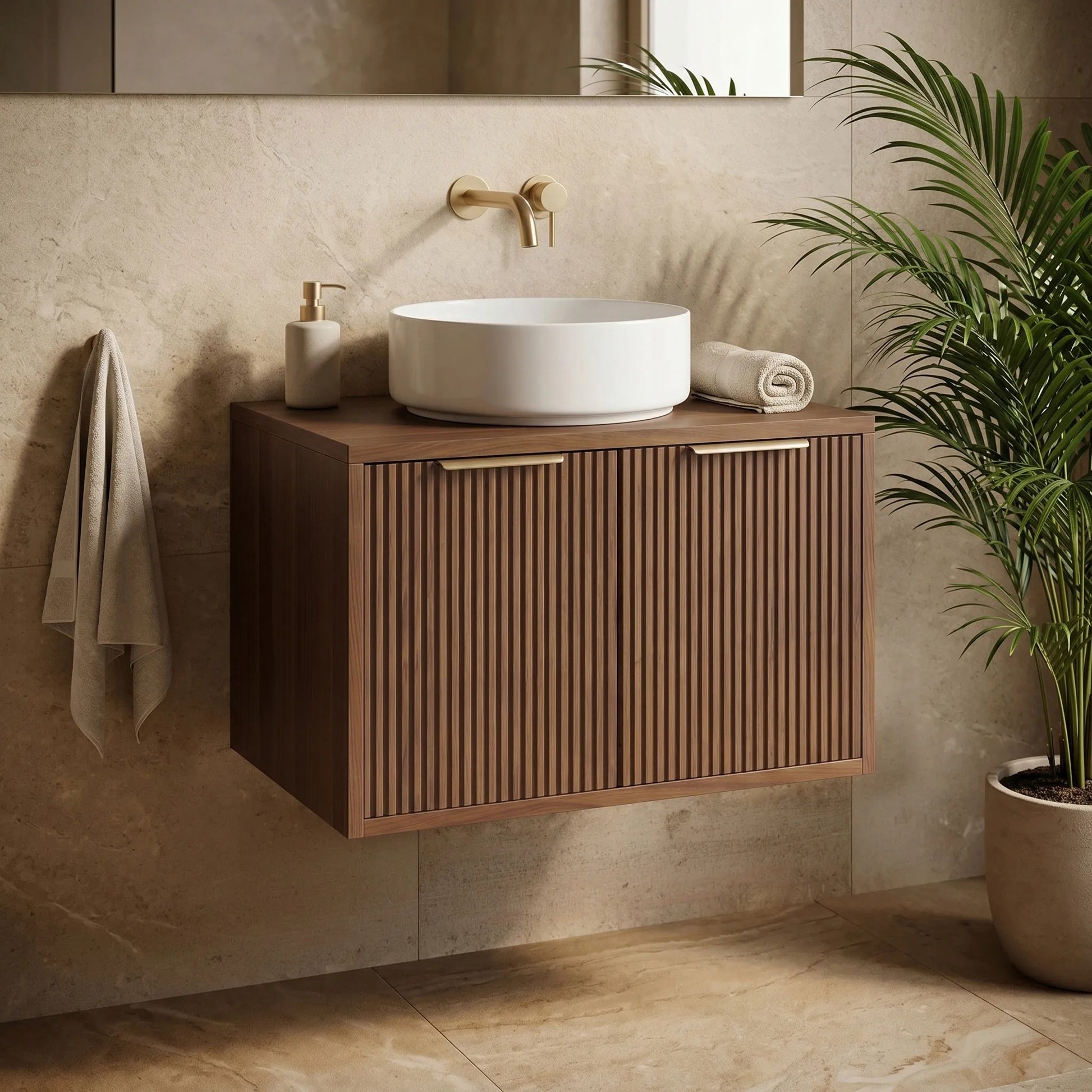 Dulap baie pentru lavoar Rea Core 60cm Brown  1